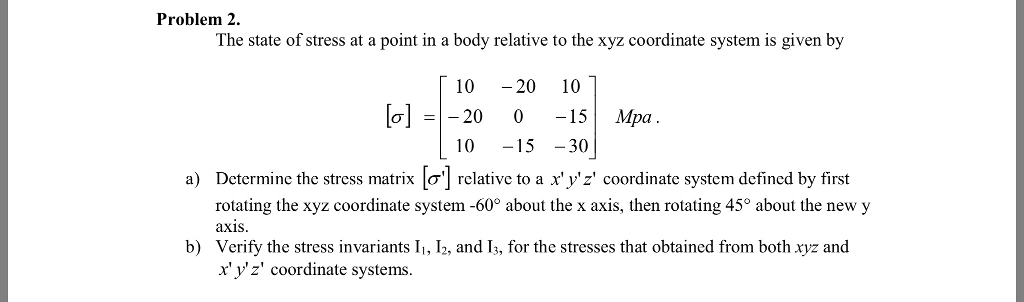 Solved Problem 2. The state of stress at a point in a body | Chegg.com