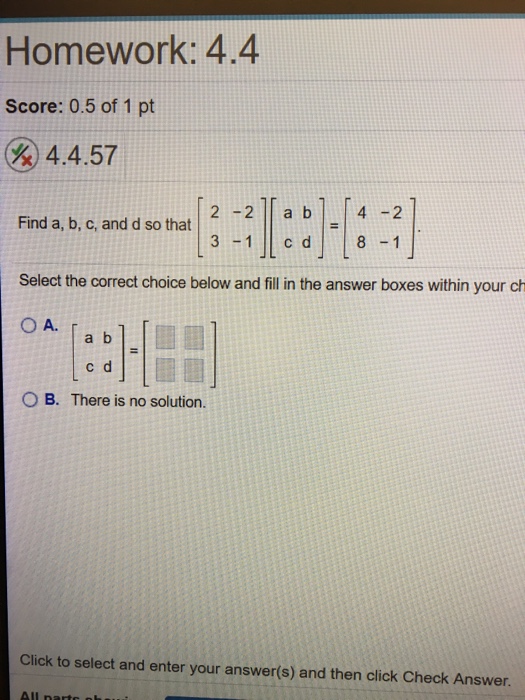 Solved Find A, B, C, And D So That [2 -2 3 -1] [a B C D] = | Chegg.com