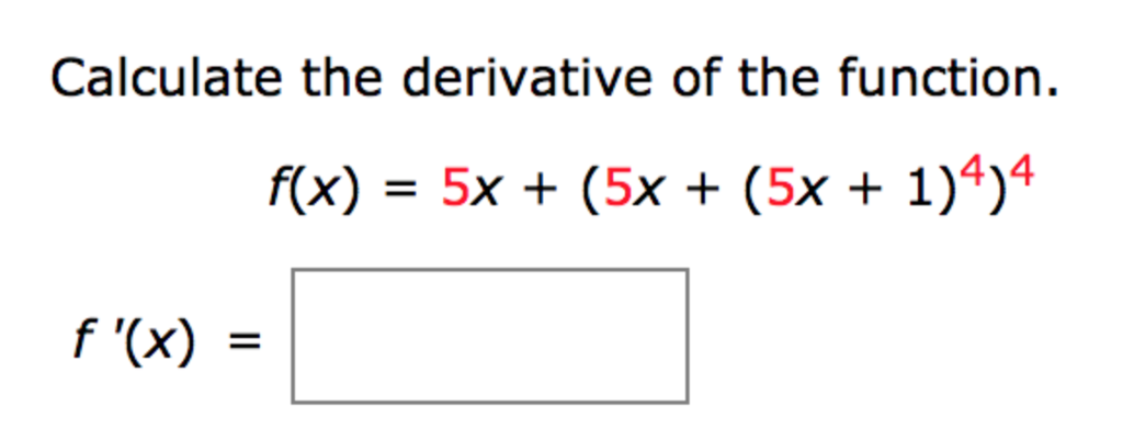 Solved Calculate the derivative of the function f(x) = 5x + | Chegg.com