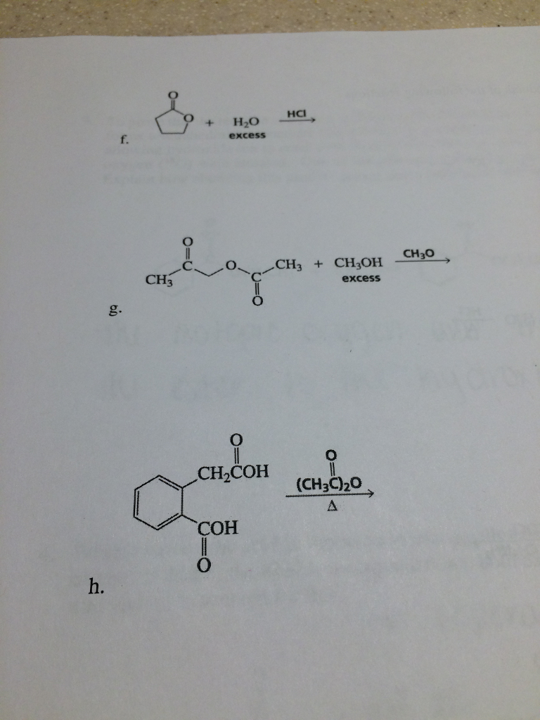 Solved F. Excess Excess Ch2coh (ch3c)20 Coh H. 