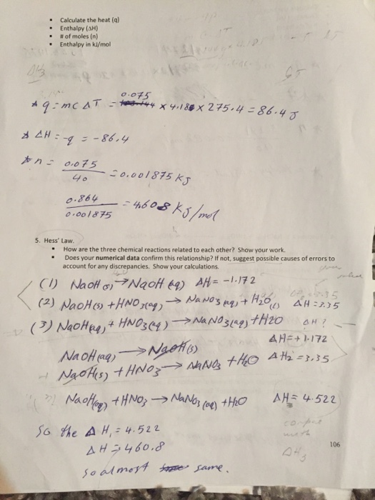 Solved EXPERIMENT 7: Energy Transfer in Chemical Processes: | Chegg.com