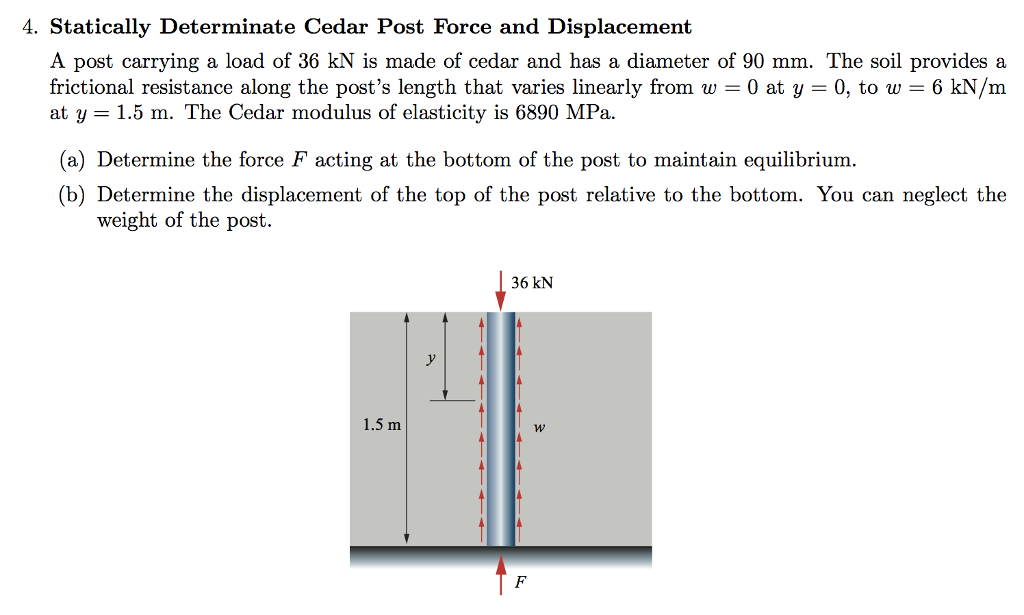 Solved Statically Determinate Cedar Post Force and