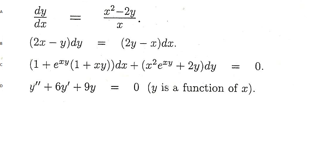 Solved: Dy/dx = X2-2y/x. (2x - Y)dy = (2y - X)dx. (1 + Exy... | Chegg.com