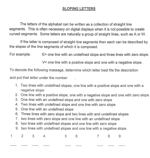 Solved SLOPING LETTERS The letters of the alphabet can be Solved SLOPING LETTERS The letters of the alphabet can be