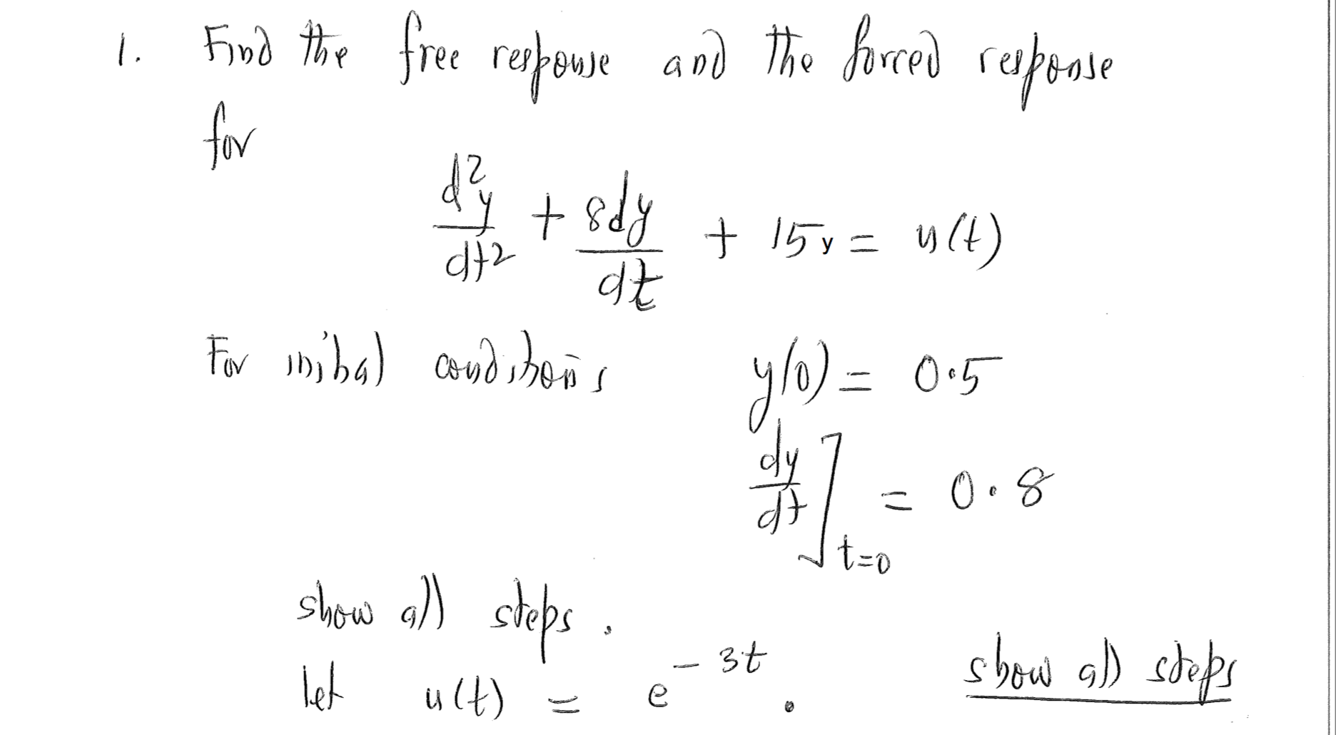 Solved Find the free response and the forced response | Chegg.com