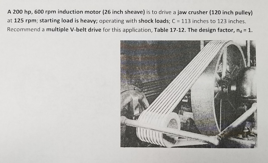 Solved A 200 hp, 600 rpm induction motor (26 inch sheave) is | Chegg.com