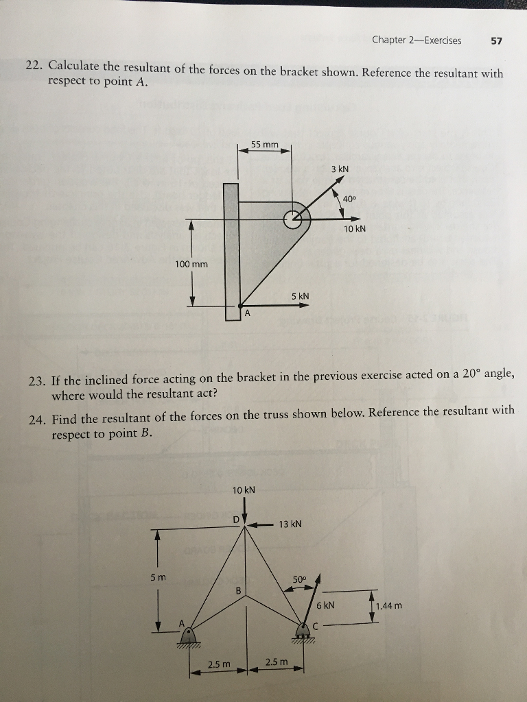 Solved Calculate the resultant of the forces on the bracket
