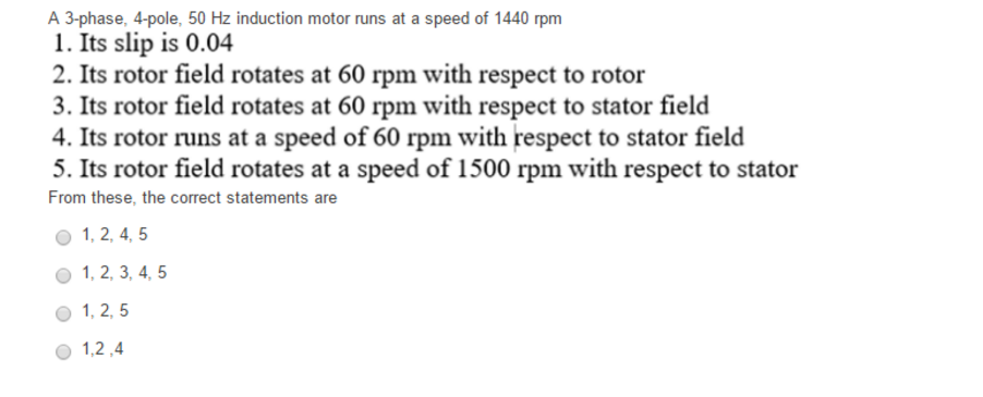 Solved A 3-phase, 4-pole. 50 Hz induction motor runs at a | Chegg.com