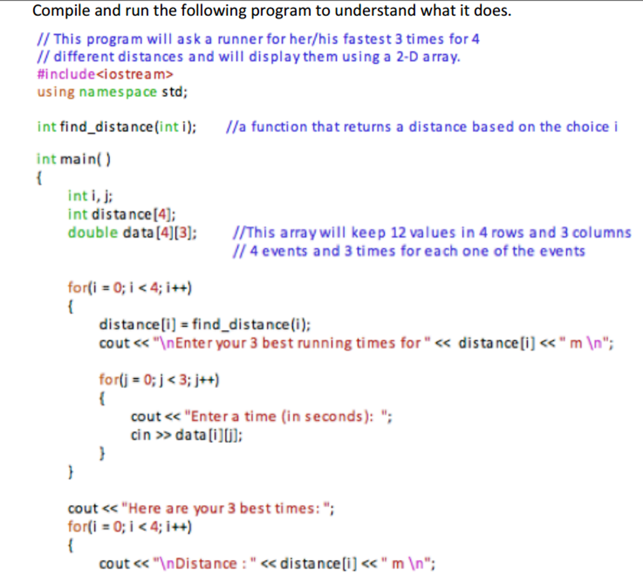 Solved Compile and run the following program to understand | Chegg.com