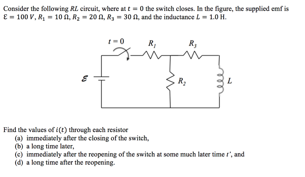 Solved Consider the following RL circuit, where at t = 0 the | Chegg.com