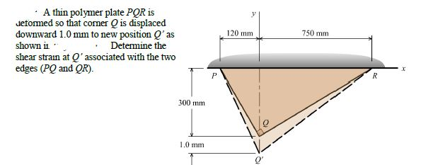 Solved A thin polymer plate POR is deformed so that corner Q | Chegg.com