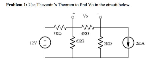 Solved Use Thevenin's Theorem To Find Vo In The Circuit | Chegg.com