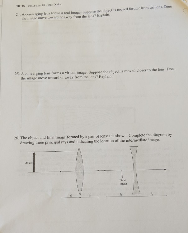 Solved 1810 CHAPTER I8 Ray Optics 24. A converging lens