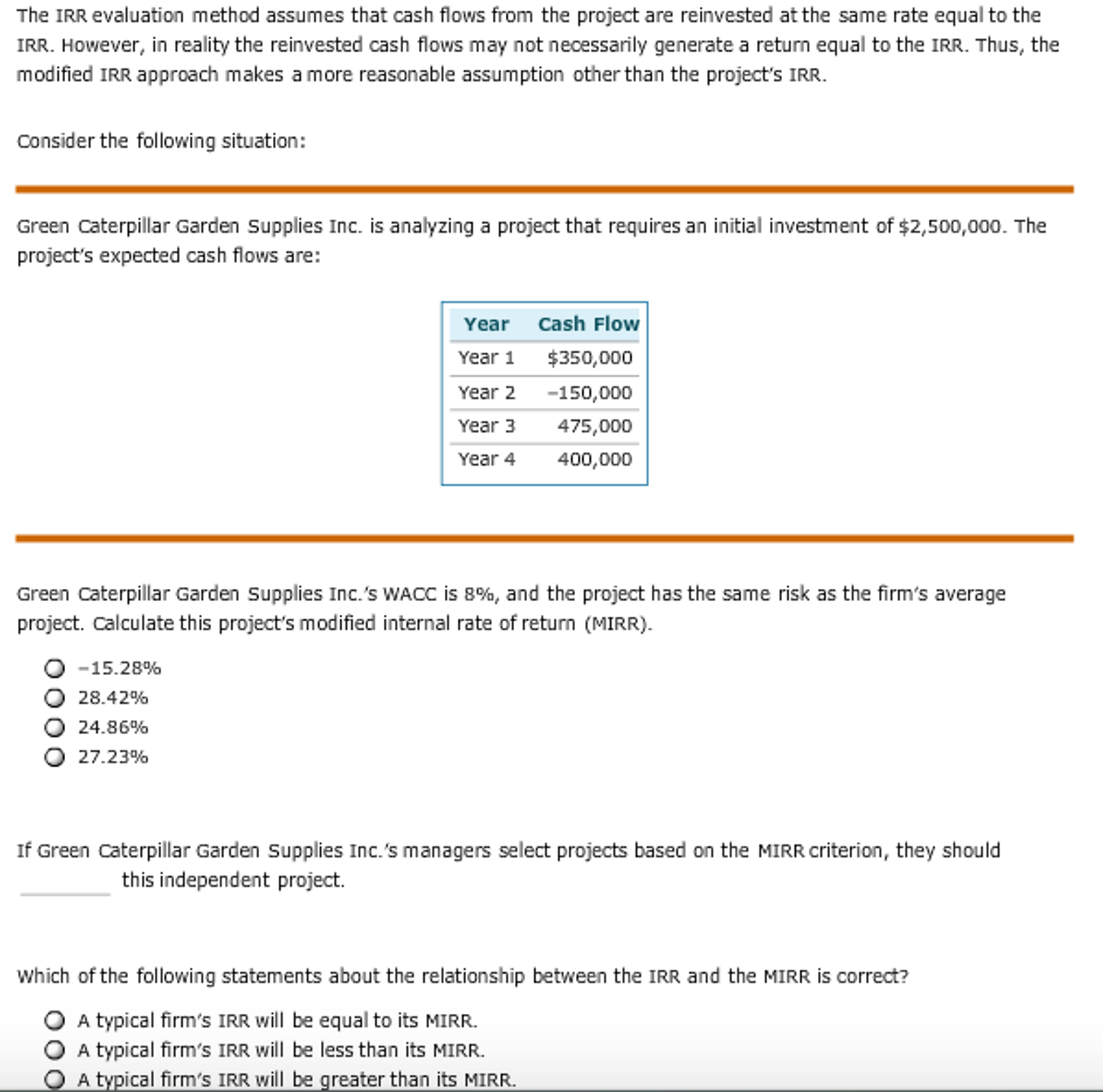 Internal Rate Of Return Method Assumes