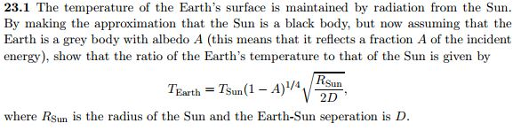 Solved 23.1 The temperature of the Earth's surface is | Chegg.com