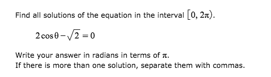 Solved Find all solutions of the equation in the interval | Chegg.com