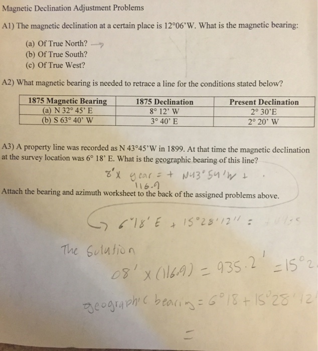 Solved Declination Adjustment Problems The