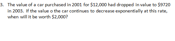 Solved The value of a car purchased in 2001 for $12,000 had | Chegg.com