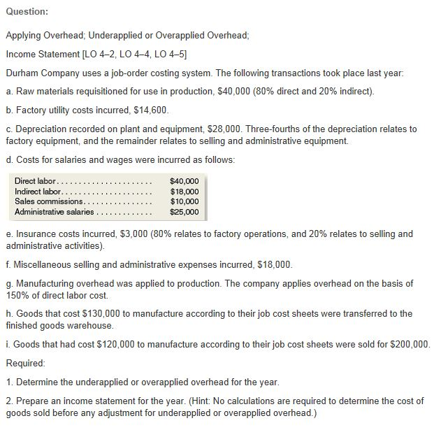 Solved Question Applying Overhead Underapplied or