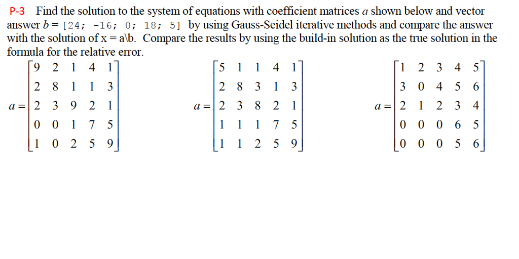 Solved Find the solution to the system of equations with | Chegg.com