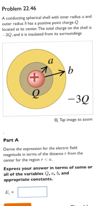 Solved Problem 22.46 A conducting spherical shell with inner | Chegg.com
