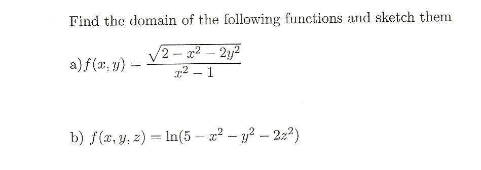 Solved Find the domain of the following functions and sketch | Chegg.com