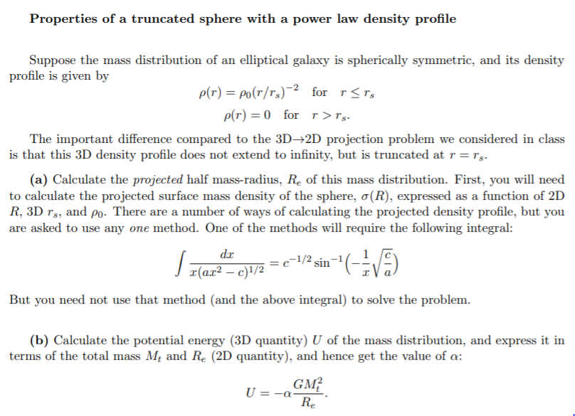 Solved Properties of a truncated sphere with a power law | Chegg.com