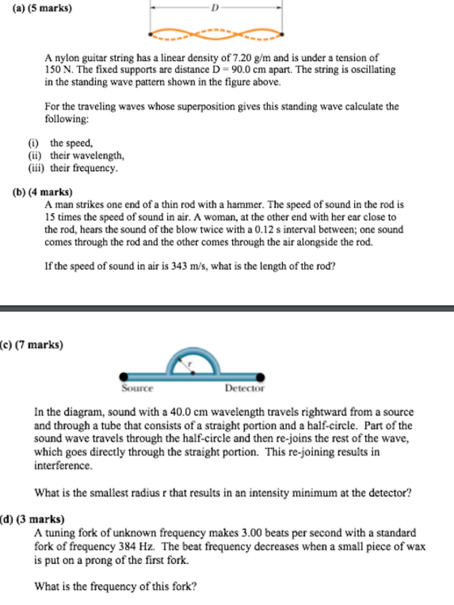 Solved A nylon guitar string has a linear density of 7.20