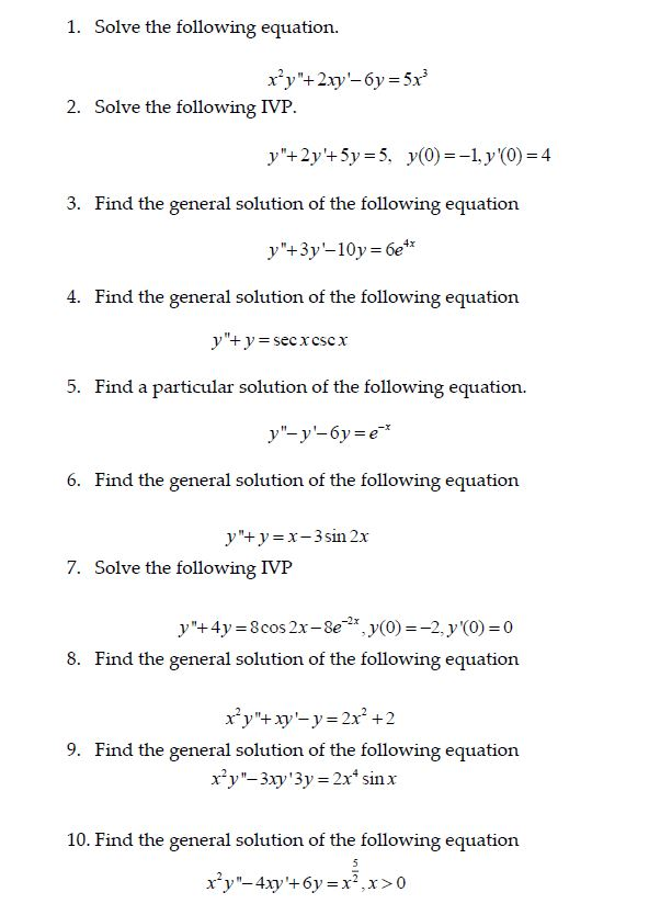 solve y x 2 y 6x 5 0