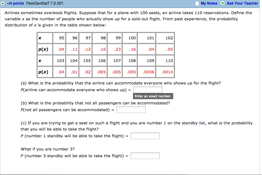 Solved Airlines sometimes overbook flights. Suppose that for | Chegg.com