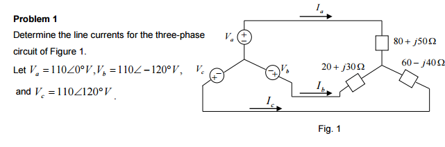 Solved Determine the line currents for the three-phase | Chegg.com