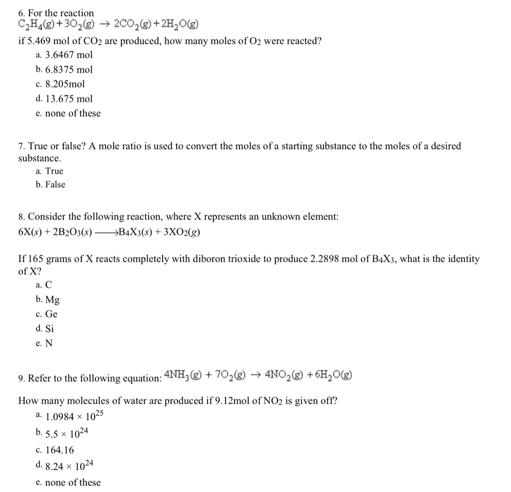 Solved 6. For the reaction C2H4 g 302 g 2CO2 g 2H2O g