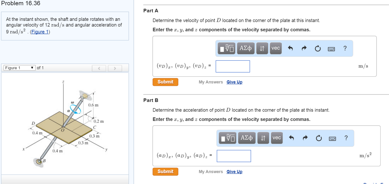 Solved Determine the acceleration of point D located on the | Chegg.com