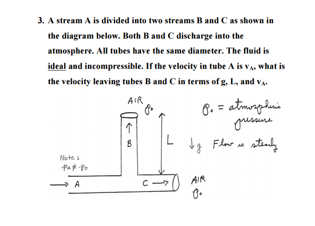 Solved 3. A Stream A Is Divided Into Two Streams B And C As | Chegg.com