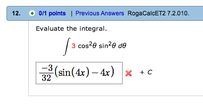 Solved Evaluate the integral. Integral 3 cos^2 theta sin d | Chegg.com