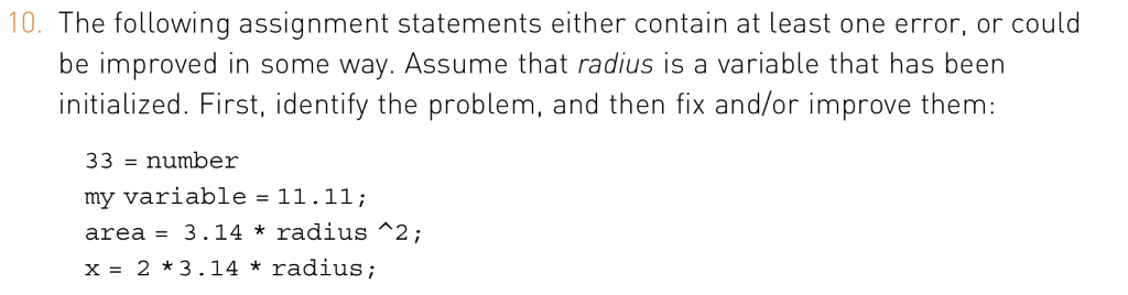 Solved 10. The following assignment statements either | Chegg.com