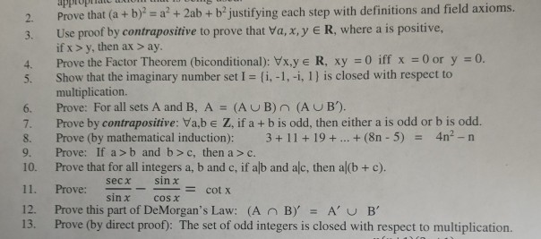 Solved Appropad Prove That (a + B). A2 + 2ab + B2 Justifying | Chegg.com