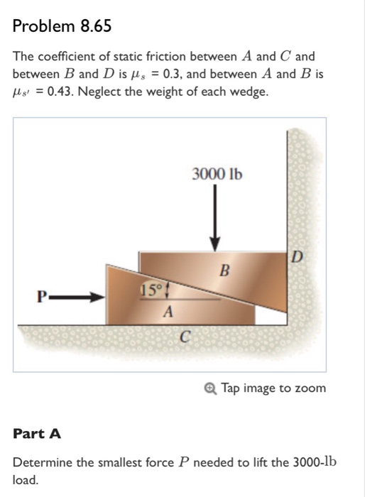 Solved Problem 8.65 The coefficient of static friction | Chegg.com