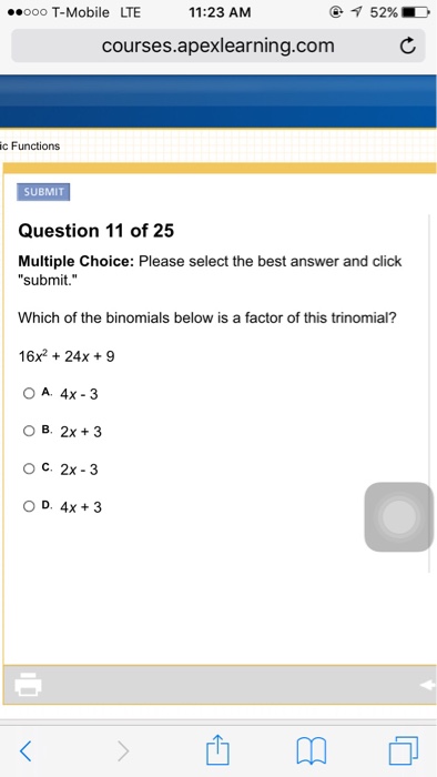 Solved Which Of The Binomials Below Is A Factor Of This | Chegg.com