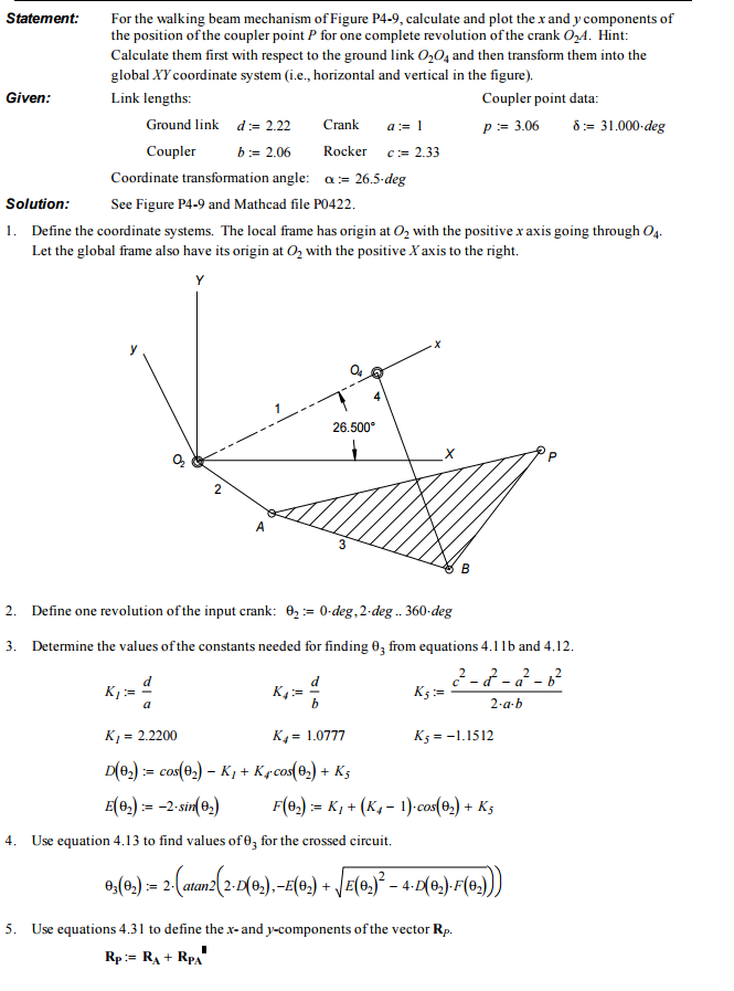 Statement. For The Walking Beam Mechanism Of Figure 