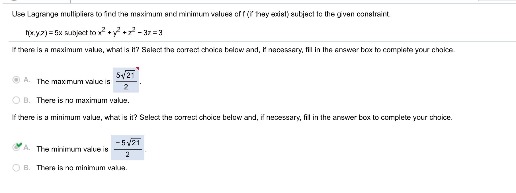 Solved Use Lagrange multipliers to find the maximum and | Chegg.com