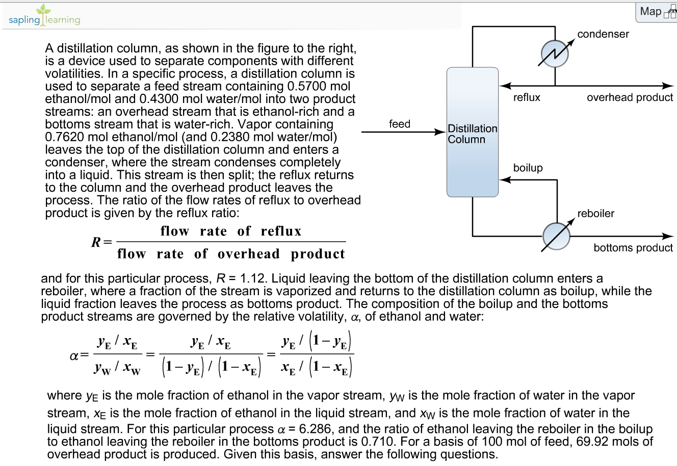 A Distillation Column As Shown In The Figure To The Chegg