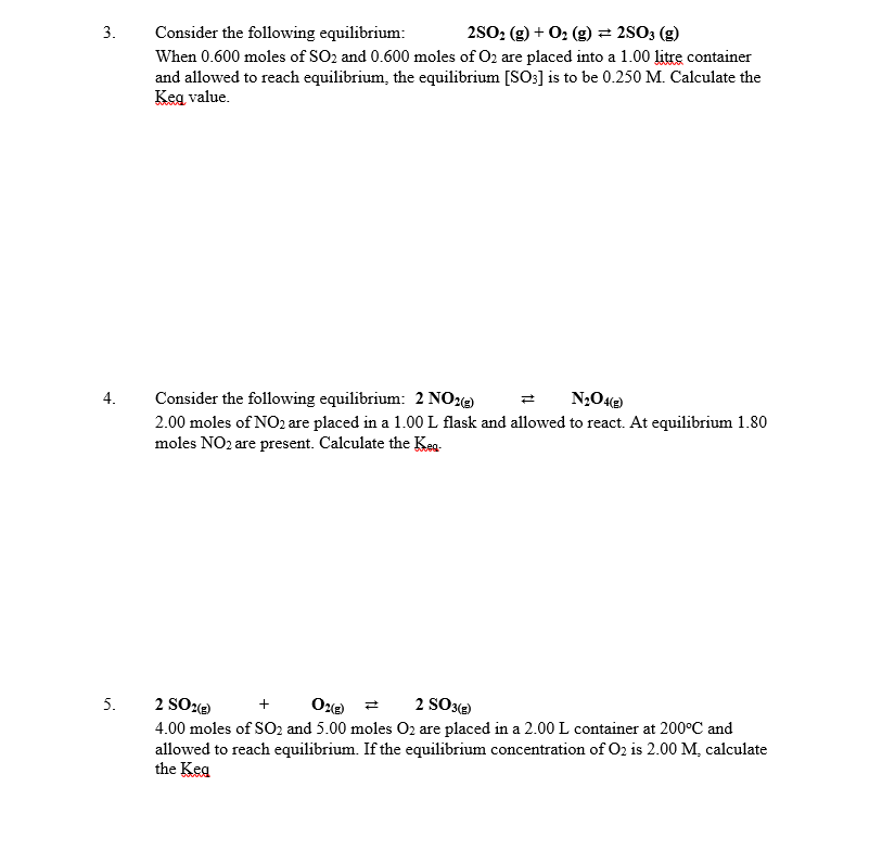 Solved Equilibrium Calculations Solve each problem and show | Chegg.com