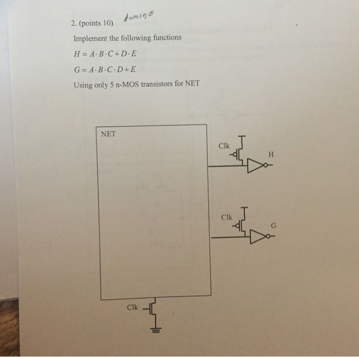 Solved Implement the following functions H= A.B.C + D.E. G | Chegg.com