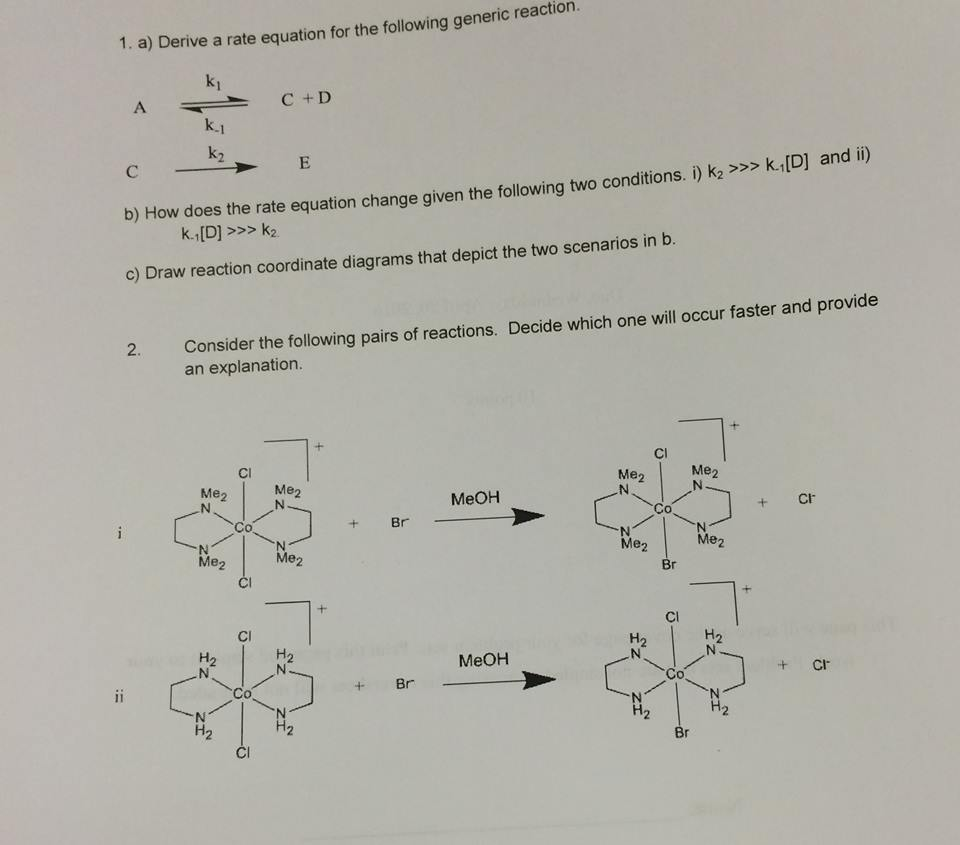 solved-derive-a-rate-equation-for-the-following-generic-chegg