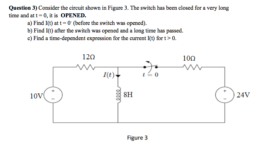 Solved Consider the circuit shown in Figure 3. The switch | Chegg.com