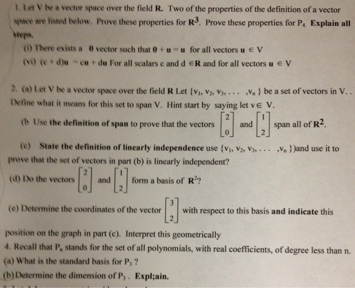 2.(a) Let V Be A Vector Space Over The Field R Let 