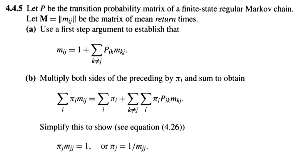 Solved Let P be the transition probability matrix of a | Chegg.com