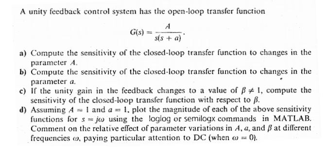 A unity feedback control system has the open-loop | Chegg.com
