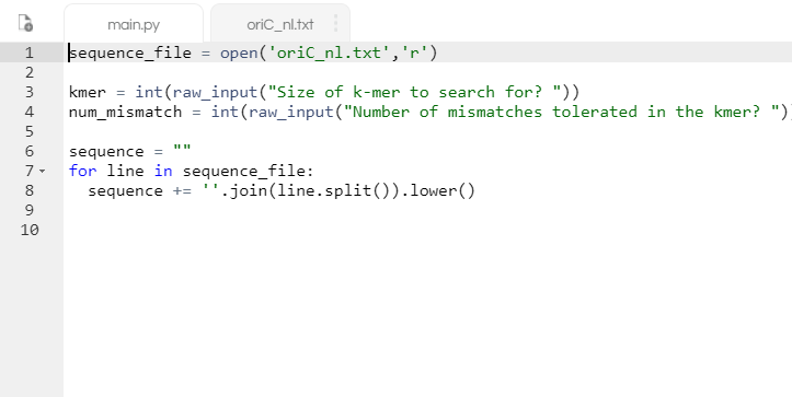 Inputs are the oriC_nl.txt, and outputs are the | Chegg.com